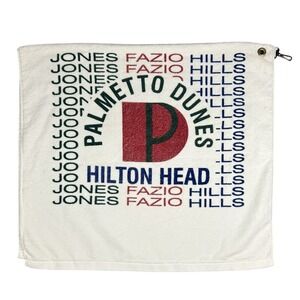 Vintage Palmetto Dunes Hilton Head Golf Towel Jones Fazio Hills White Cotton‎